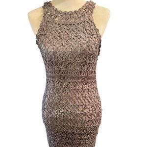 International Concepts slinky silver gray crochet dress